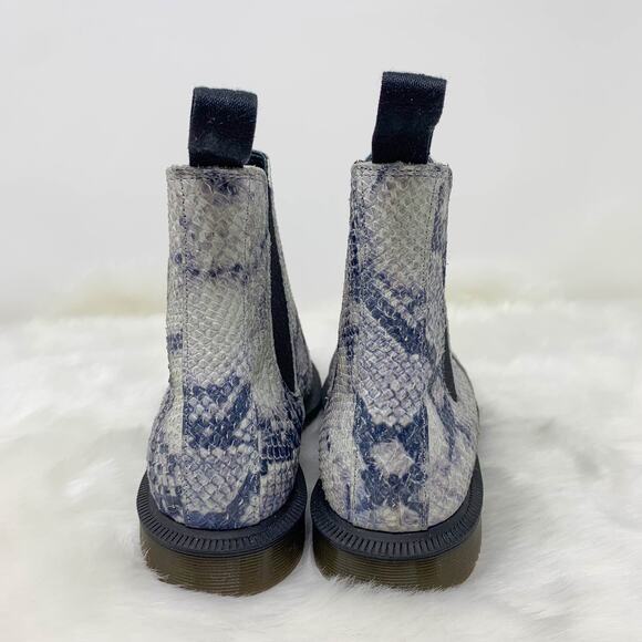 NWOT DR. MARTENS Flora Asciano Chelsea Boot faux snakeskin leather gray white - Picture 5 of 13